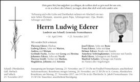 Traueranzeige Ludwig Ederer