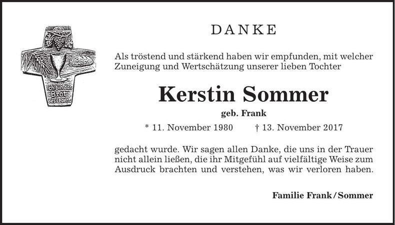 Traueranzeige Kerstin Sommer