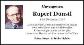 Traueranzeige Rupert Dünstl