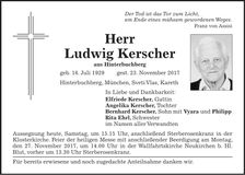 Traueranzeige Ludwig Kerscher