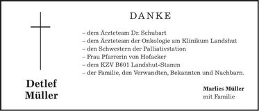 Traueranzeige Detlef Müller
