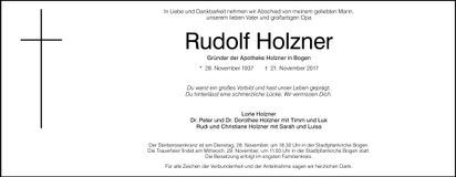 Traueranzeige Rudolf Holzner