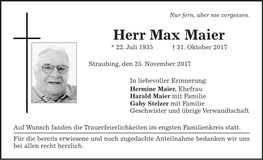 Traueranzeige Max Maier