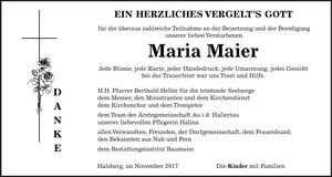 Traueranzeige Maria Maier