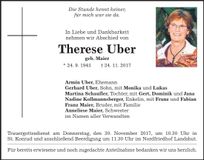 Traueranzeige Therese Uber