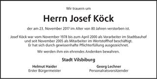 Traueranzeige Josef Köck