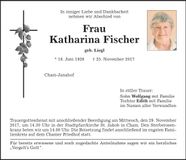 Traueranzeige Katharina Fischer