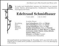 Traueranzeige Edeltraud Schmidbauer