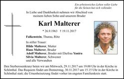 Traueranzeige Karl Malterer