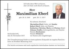 Traueranzeige Maximilian Eberl