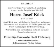 Traueranzeige Josef Köck