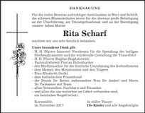 Traueranzeige Rita Scharf