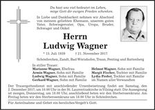 Traueranzeige Ludwig Wagner