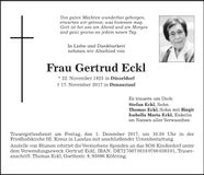 Traueranzeige Gertrud Eckl