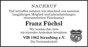 Traueranzeige Franz Füchsl
