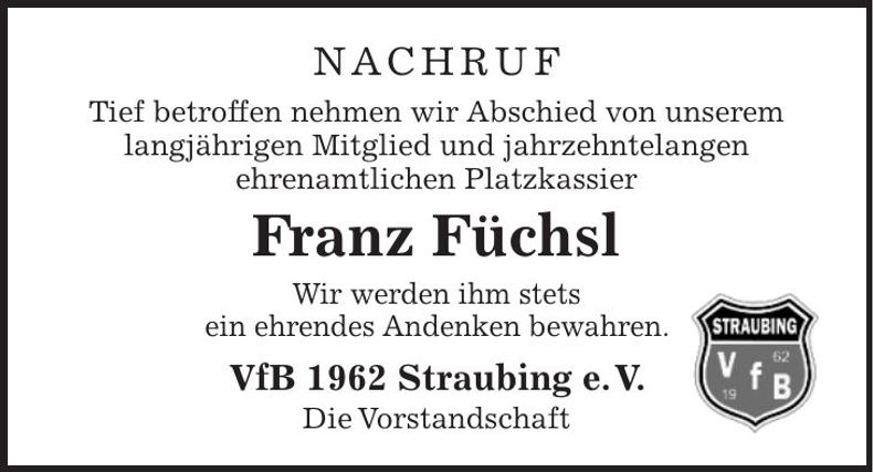 Traueranzeige Franz Füchsl