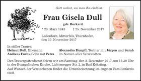 Traueranzeige Gisela Dull