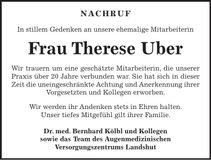 Traueranzeige Therese Uber