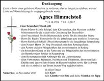 Traueranzeige Agnes Himmelstoß