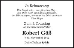 Traueranzeige Robert Göß
