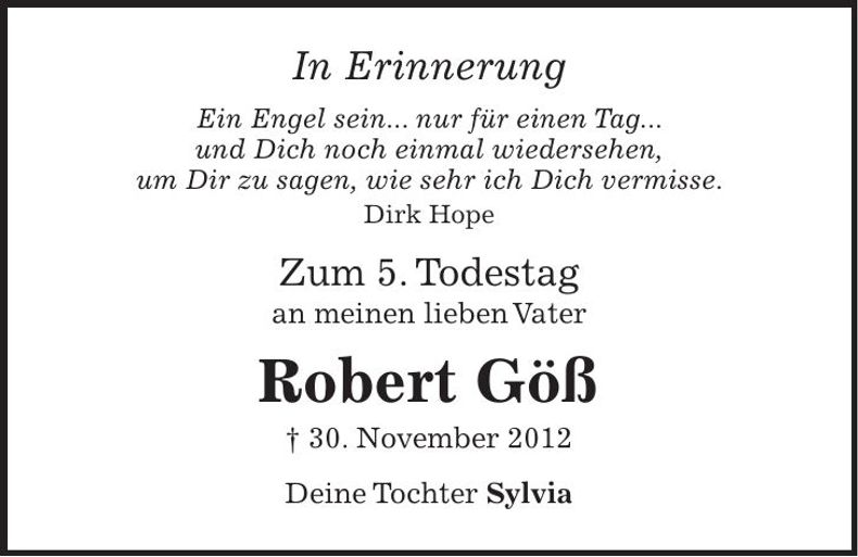 Traueranzeige Robert Göß