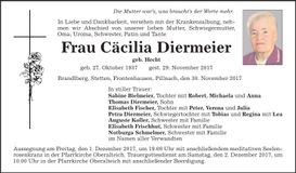 Traueranzeige Cäcilia Diermeier