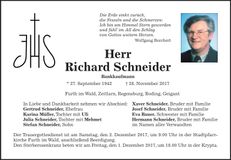 Traueranzeige Richard Schneider