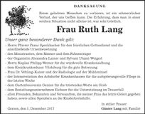 Traueranzeige Ruth Lang