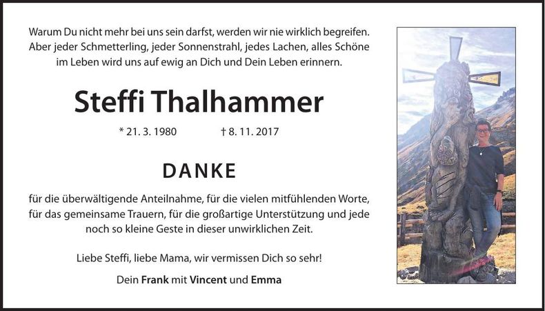 Traueranzeige Steffi Thalhammer