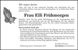 Traueranzeige Elli Frühmorgen