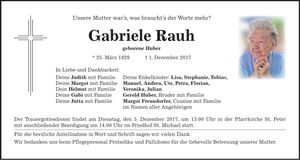 Traueranzeige Gabriele Rauh