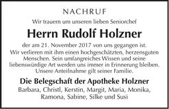 Traueranzeige Rudolf Holzner