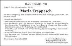 Traueranzeige Maria Treppesch