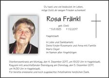 Traueranzeige Rosa Fränkl