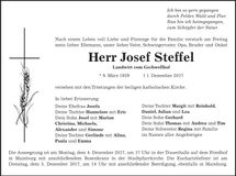 Traueranzeige Josef Steffel