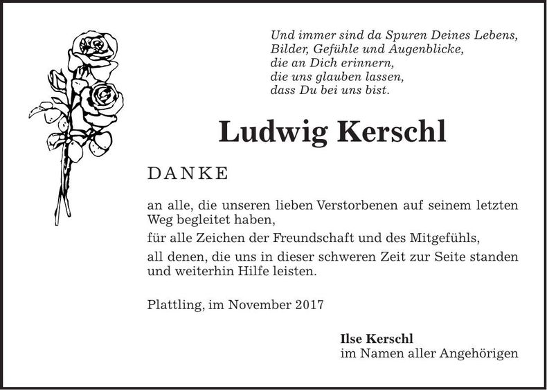 Traueranzeige Ludwig Kerschl