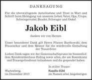 Traueranzeige Jakob Eibl