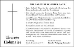Traueranzeige Therese Hobmaier