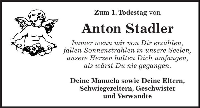 Traueranzeige Anton Stadler