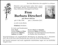 Traueranzeige Barbara Dirscherl