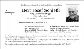 Traueranzeige Josef Schießl