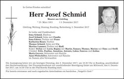 Traueranzeige Josef Schmid
