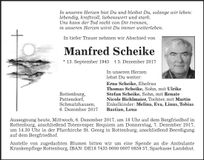 Traueranzeige Manfred Scheike