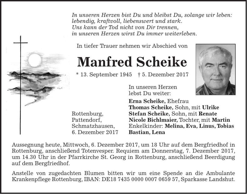 Traueranzeige Manfred Scheike