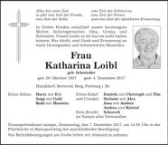 Traueranzeige Katharina Loibl