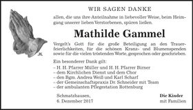 Traueranzeige Mathilde Gammel