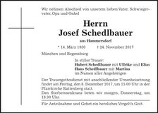 Traueranzeige Josef Schedlbauer