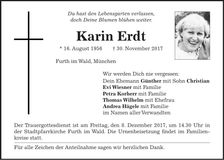 Traueranzeige Karin Erdt