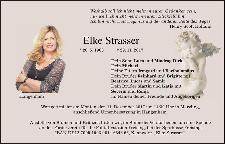 Traueranzeige Elke Strasser