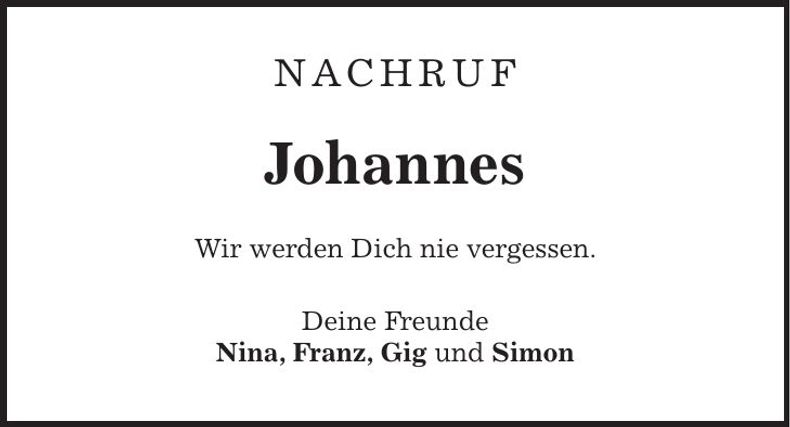 Traueranzeige Johannes Stifter